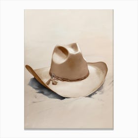 Cowgirl Hat in Brown, Southern Trendy Art Canvas Print