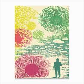 Man In Front Of A Flower Collage Canvas Print