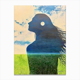 Nighttime Silhouette Of A Woman In The Day Canvas Print