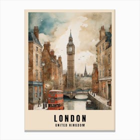 London Travel Poster Vintage United Kingdom Painting (21) Canvas Print