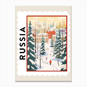 Retro Winter Stamp Poster Moscow Russia 2 Canvas Print