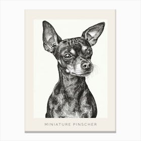 Miniature Pinscher Dog Line Sketch 3 Poster Canvas Print