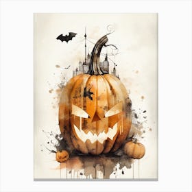 Getaucht in Schatten, erwacht zum Gruseln: Kürbis-Kunstwerk für Halloween IV Canvas Print