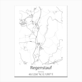 Regenstauf,Germany Minimalist Map Canvas Print