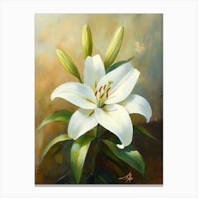 White Lily Flower Canvas Print