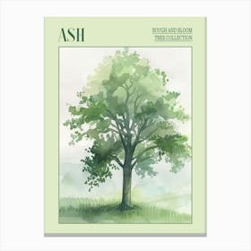 Ash Tree Atmospheric Watercolour Painting 1 Poster Canvas Print