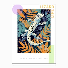 Blue African Fat Tailed Gecko Abstract Modern Illustration 1 Poster Canvas Print