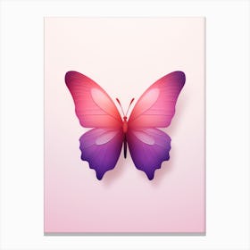 Butterfly On A Pink Background 1 Canvas Print