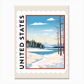 Retro Winter Stamp Poster Big Bear Lake California 1 Canvas Print