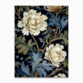 Peonies On A Black Background Canvas Print