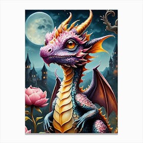 Dragon with moon Canvas Print