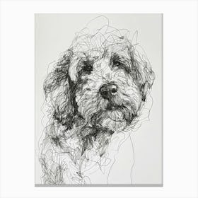 Long Hair Furry Dog Line Sketch 5 Canvas Print