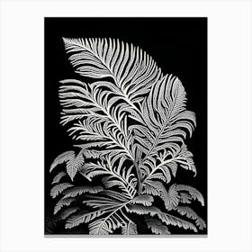Crested Wood Fern Linocut Canvas Print