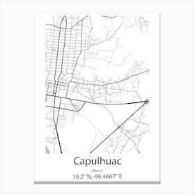 Capulhuac,Mexico Minimalist Map Canvas Print