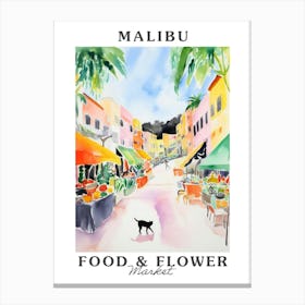 Food Market With Cats In Malibu 3 Poster Canvas Print