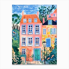 House On The Hill Watercolor Painting Canvas Print