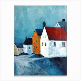 Houses On The Road, Sweden Canvas Print