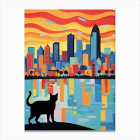 San Diego, United States Skyline With A Cat 2 Canvas Print