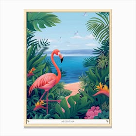 Greater Flamingo Argentina Tropical Illustration 6 Poster Canvas Print