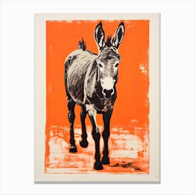 Donkey, Woodblock Animal Drawing 3 Canvas Print