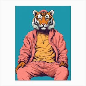 Tiger Illustrations Wearing Pyjamas 2 Canvas Print