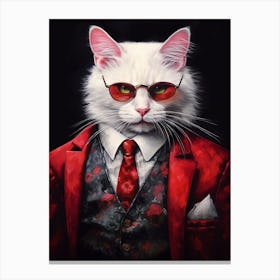 Gangster Cat Turkish Van Canvas Print