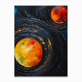 Planets In Space Abstract Paint Vibrant colors Canvas Print