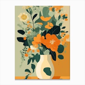 Warm Flowers In A Vase Canvas Print