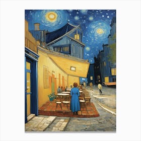 Tardis On The Terrace At Arles - Van Gogh inspired Art Print 6 Canvas Print