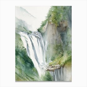 Gavarnie Falls, France Water Colour (2) Canvas Print