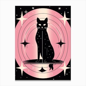 The Star Tarot Card, Black Cat In Pink 1 Canvas Print