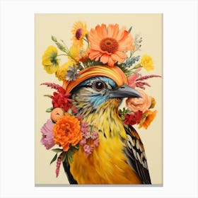 Bird With A Flower Crown Yellowhammer 3 Canvas Print