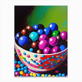 Aniseed Balls Candy Sweetie Colourful Brushstroke Painting Flower Canvas Print