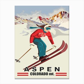 Aspen Ski Girl, Colorado Canvas Print