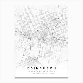 Edinburgh Indiana USA White Map Canvas Print