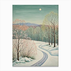 Snowy Road In Pastel Canvas Print