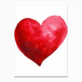 Red Heart Watercolor Painting Canvas Print