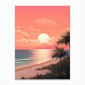 Illustration Of Gulf Shores Beach Alabama In Pink Tones 2 Canvas Print
