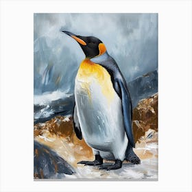 King Penguin Half Moon Island Colour Block Painting 2 Canvas Print