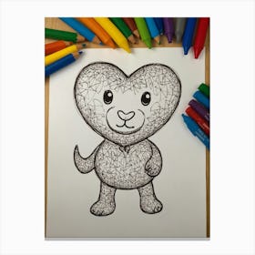 Heart Teddy Bear Canvas Print