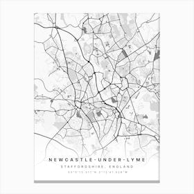 Newcastle Under Lyme White Map Stampe su tela