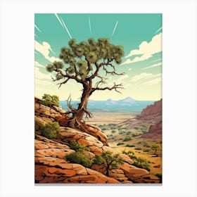  Retro Illustration Of A Joshua Tree In Rocky Landscape 3 Canvas Print