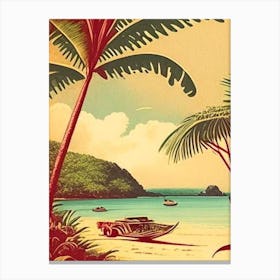 Phu Quoc Island Vietnam Vintage Sketch Tropical Destination Canvas Print