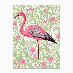 Greater Flamingo William Morris Style Bird Canvas Print