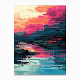 Sunset In The City | Pixel Minimalism Art Series Canvas Print