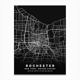 Rochester New York USA Black Map Canvas Print