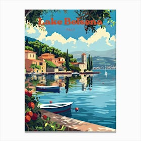 Lake Bolsena Italy Vacation Art Illustration Canvas Print