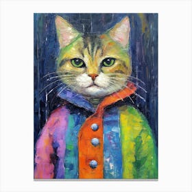 Whiskered Whimsy; A Cat Oil Painted Style Canvas Print