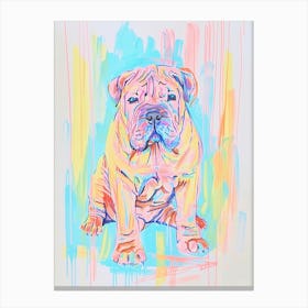 American Bulldog Pastel Line Watercolour Illustration  1 Canvas Print