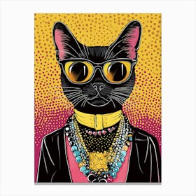 Super Cool Cat Illustration Pop 17 Canvas Print